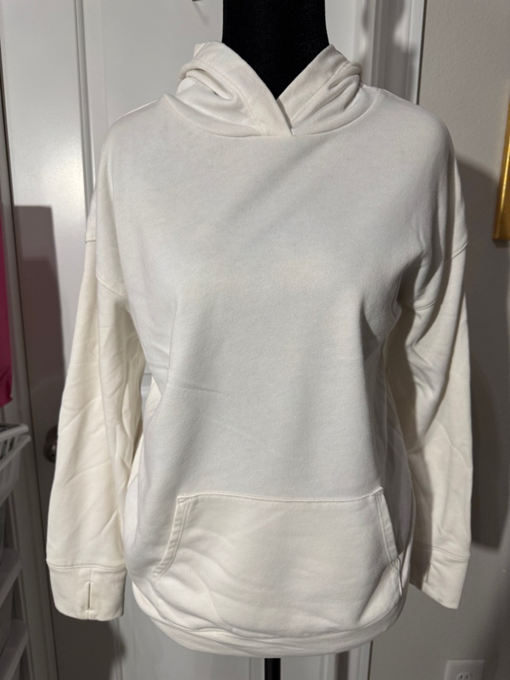 Old Navy Cream Pullover Hoodie with Kangaroo Pocket